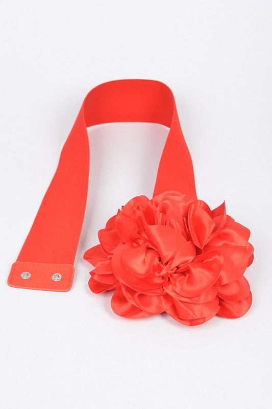 Oversize Satin Flower Elastic Belt