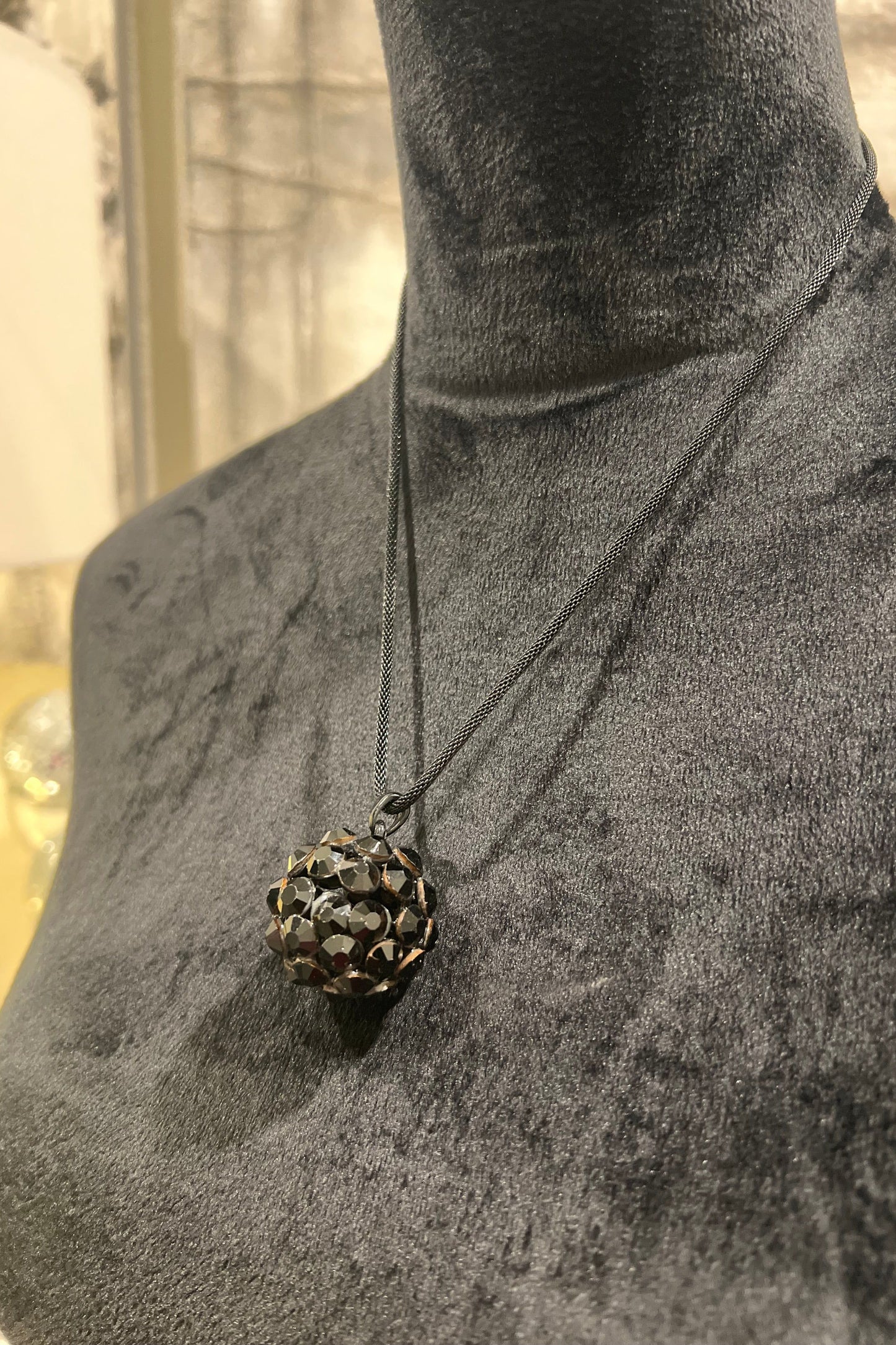 Black Sphere of Gems Necklace