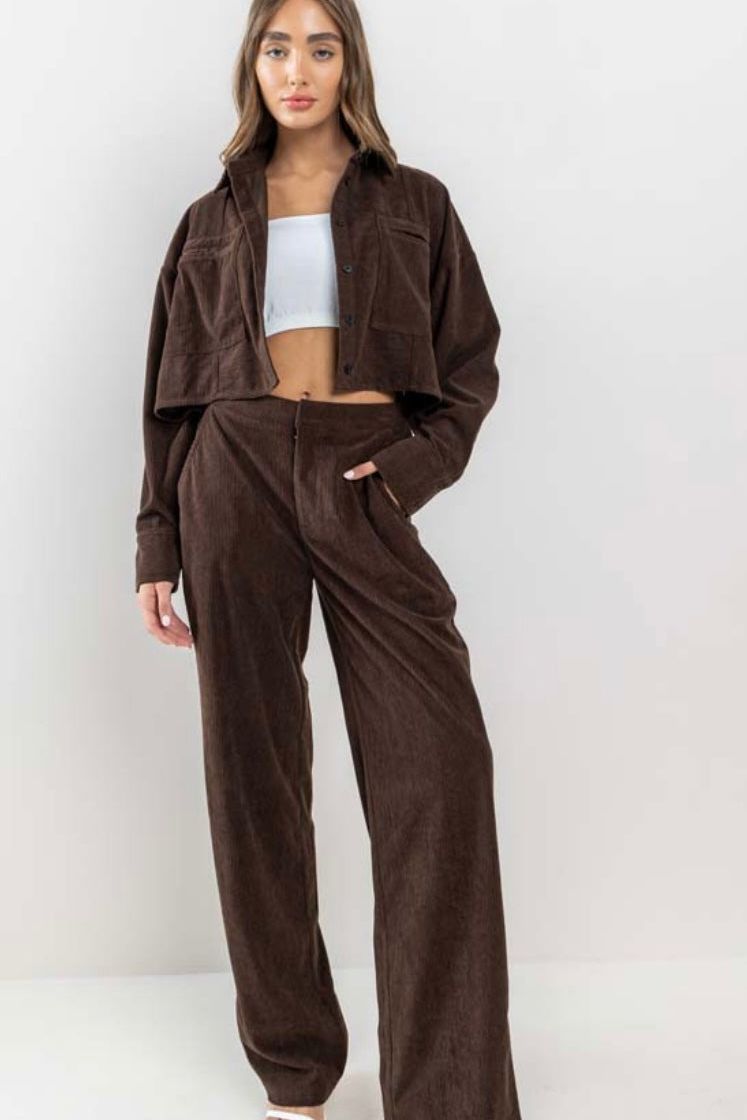 Chocolate Corduroy Pants Set