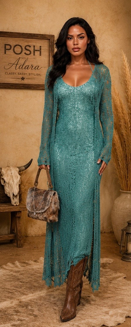 The Beauty In The Night See Through Textured Maxi Dress