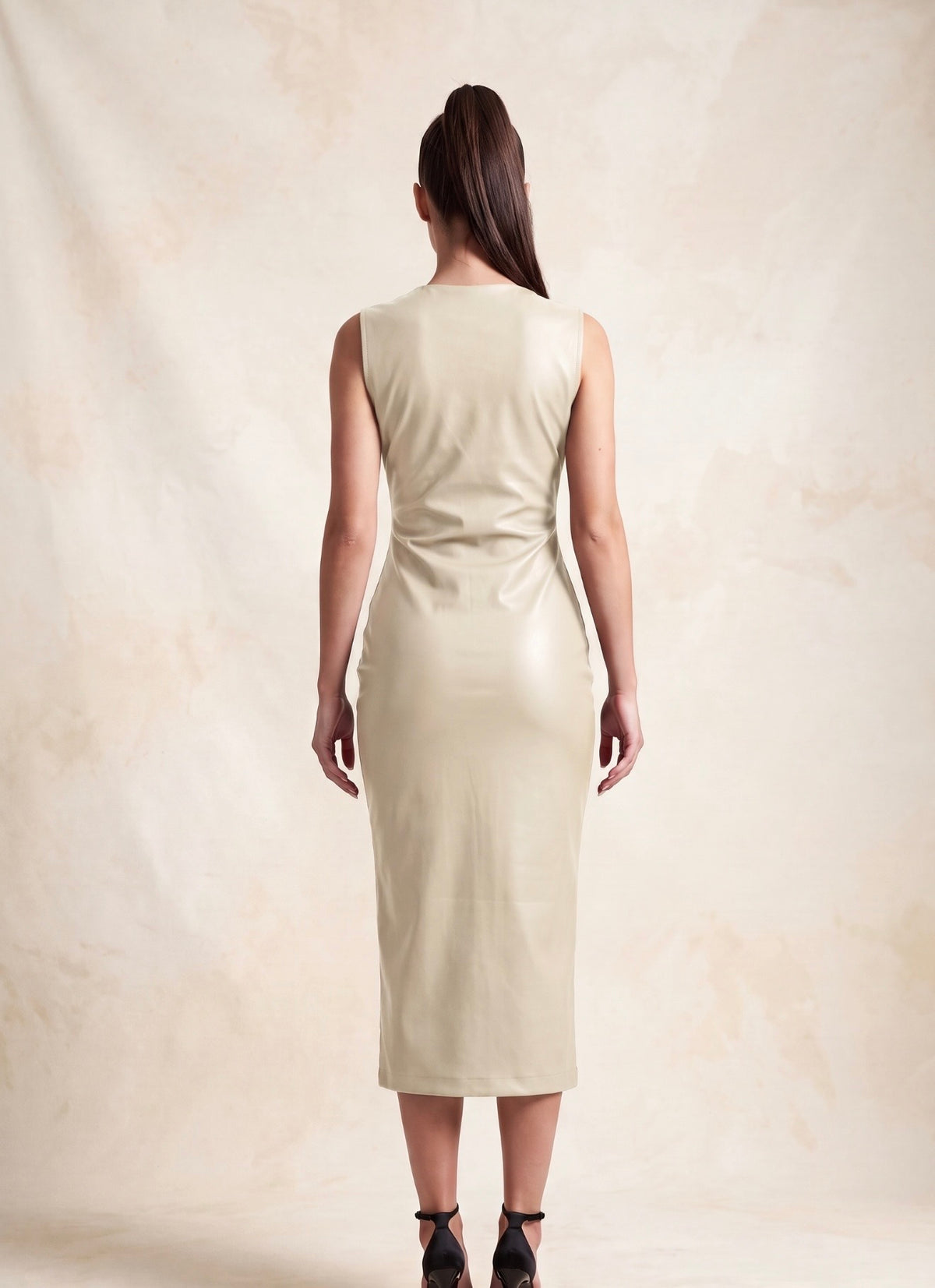 Ice Queen Ivory Vegan Leather Dress: Posh Adara