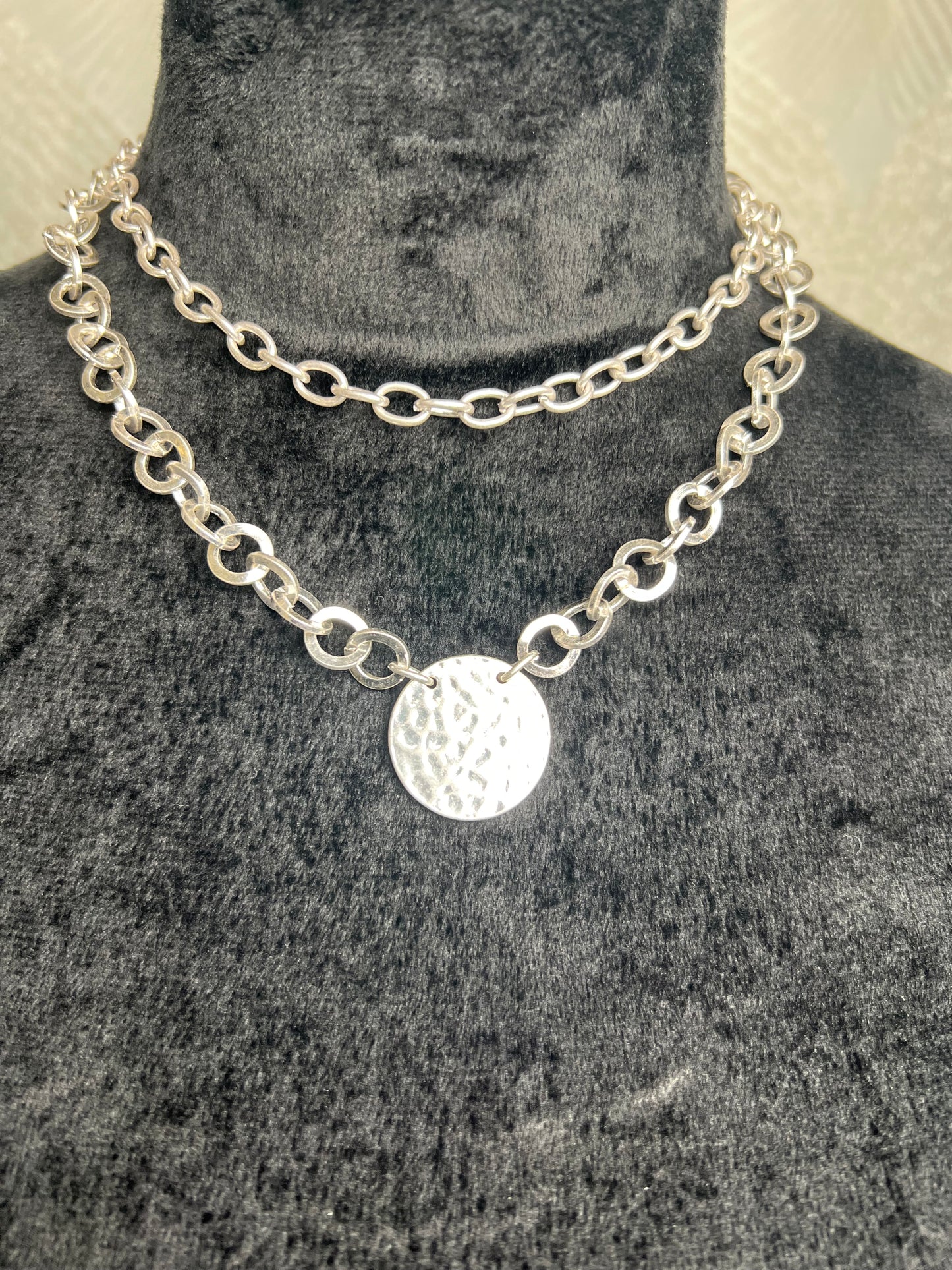 Layer Disc and Chains Necklace