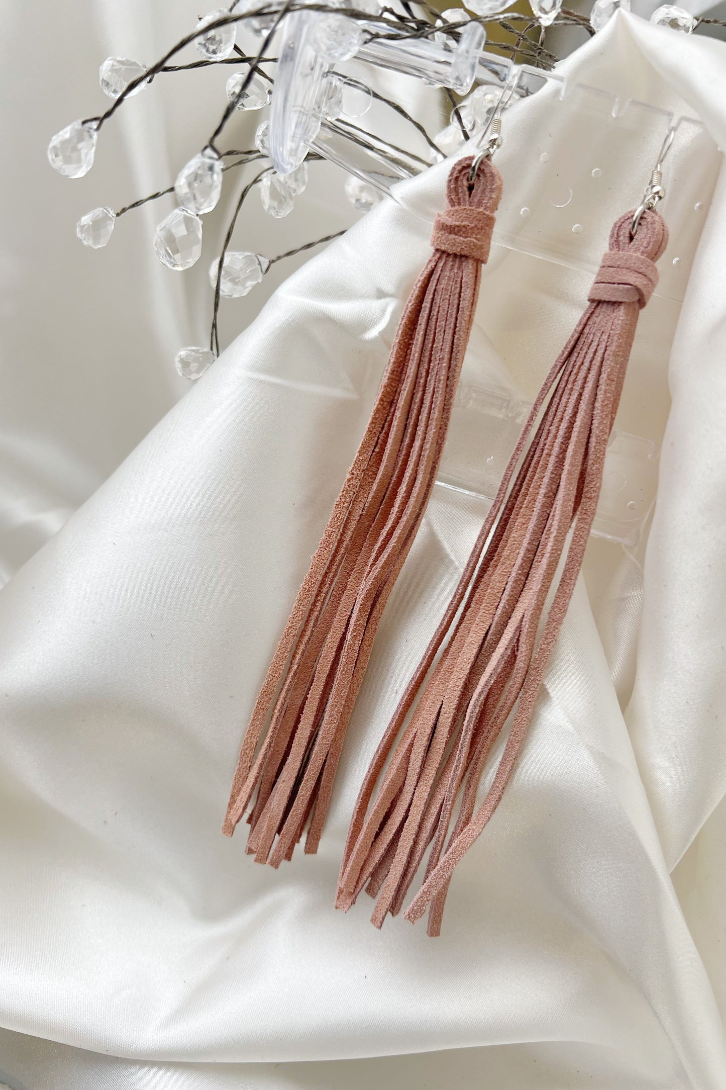 Leather Single Line Tassel Earrings