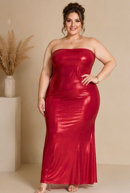 Metallic Mermaid Plus Size Formal Party Dress