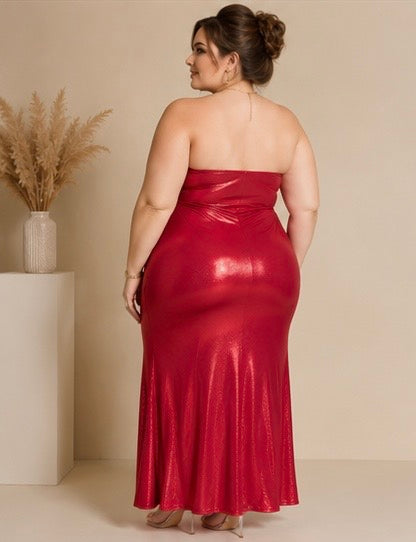 Metallic Mermaid Plus Size Formal Party Dress
