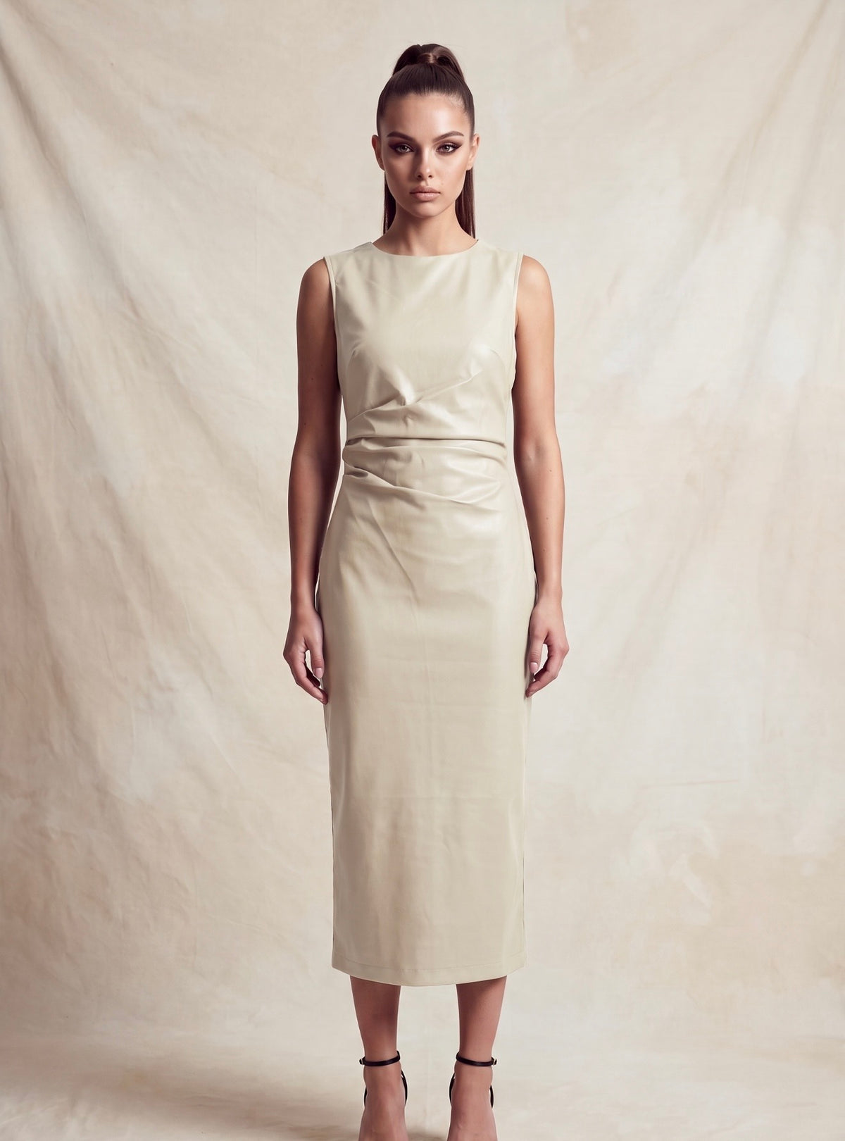 Ice Queen Ivory Vegan Leather Dress: Posh Adara