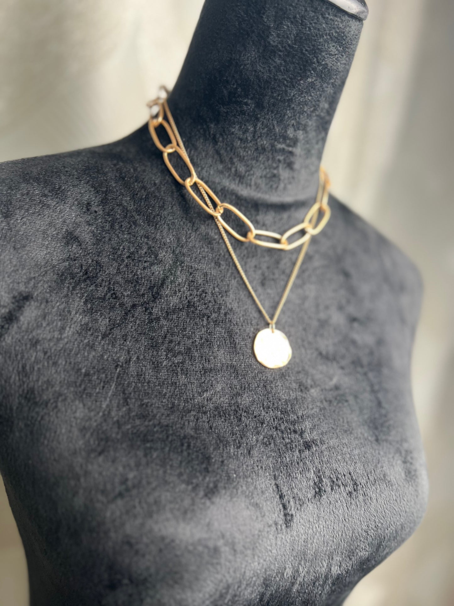 Layer Disc and Chains Necklace