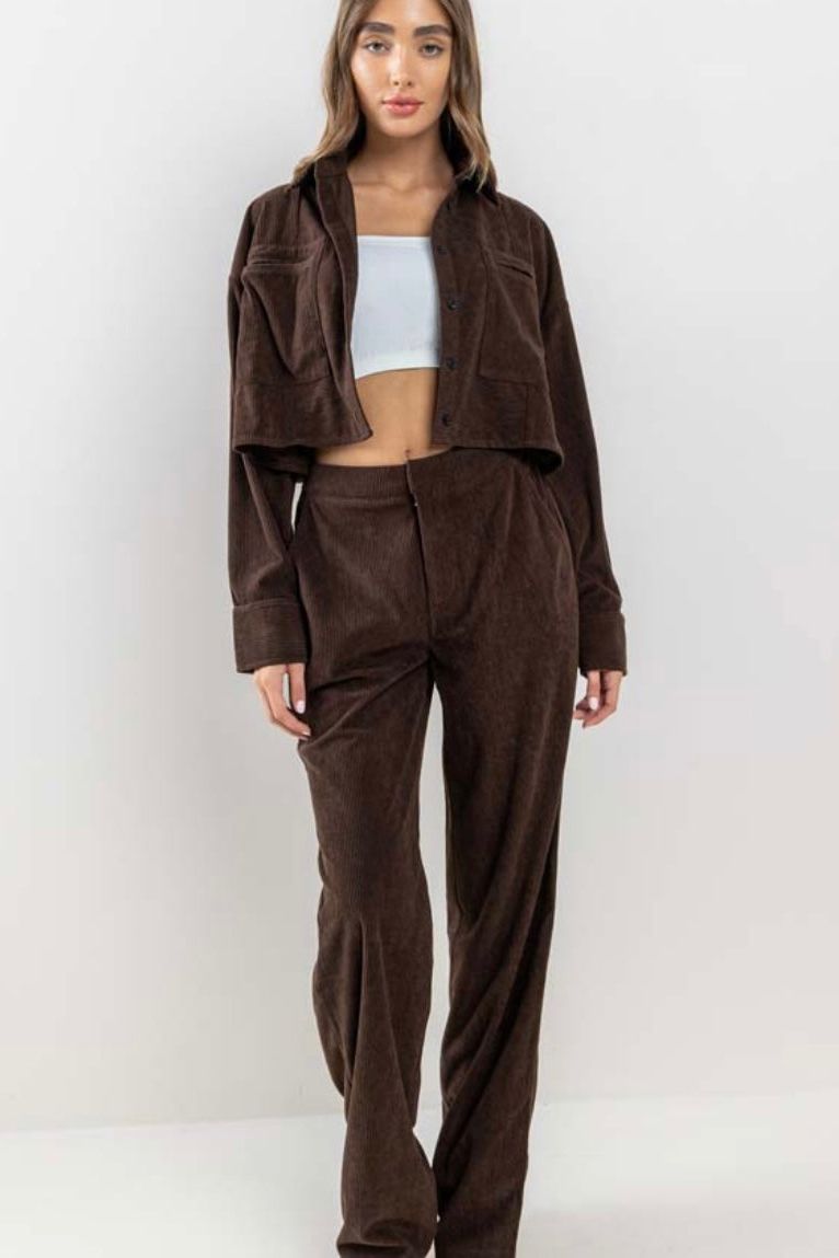 Chocolate Corduroy Pants Set