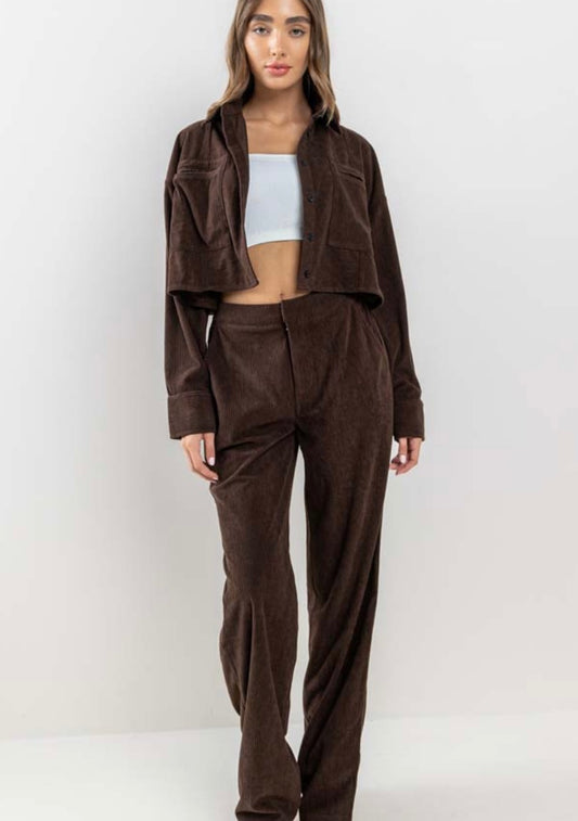 Chocolate Corduroy Pants Set