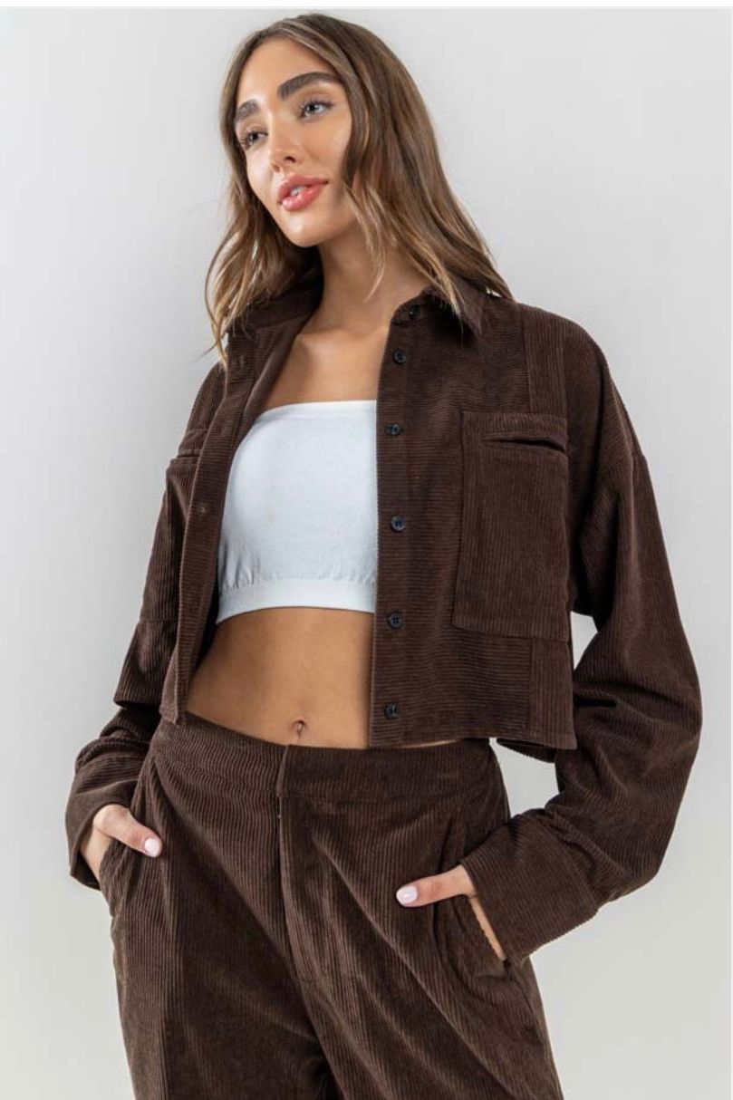 Chocolate Corduroy Pants Set