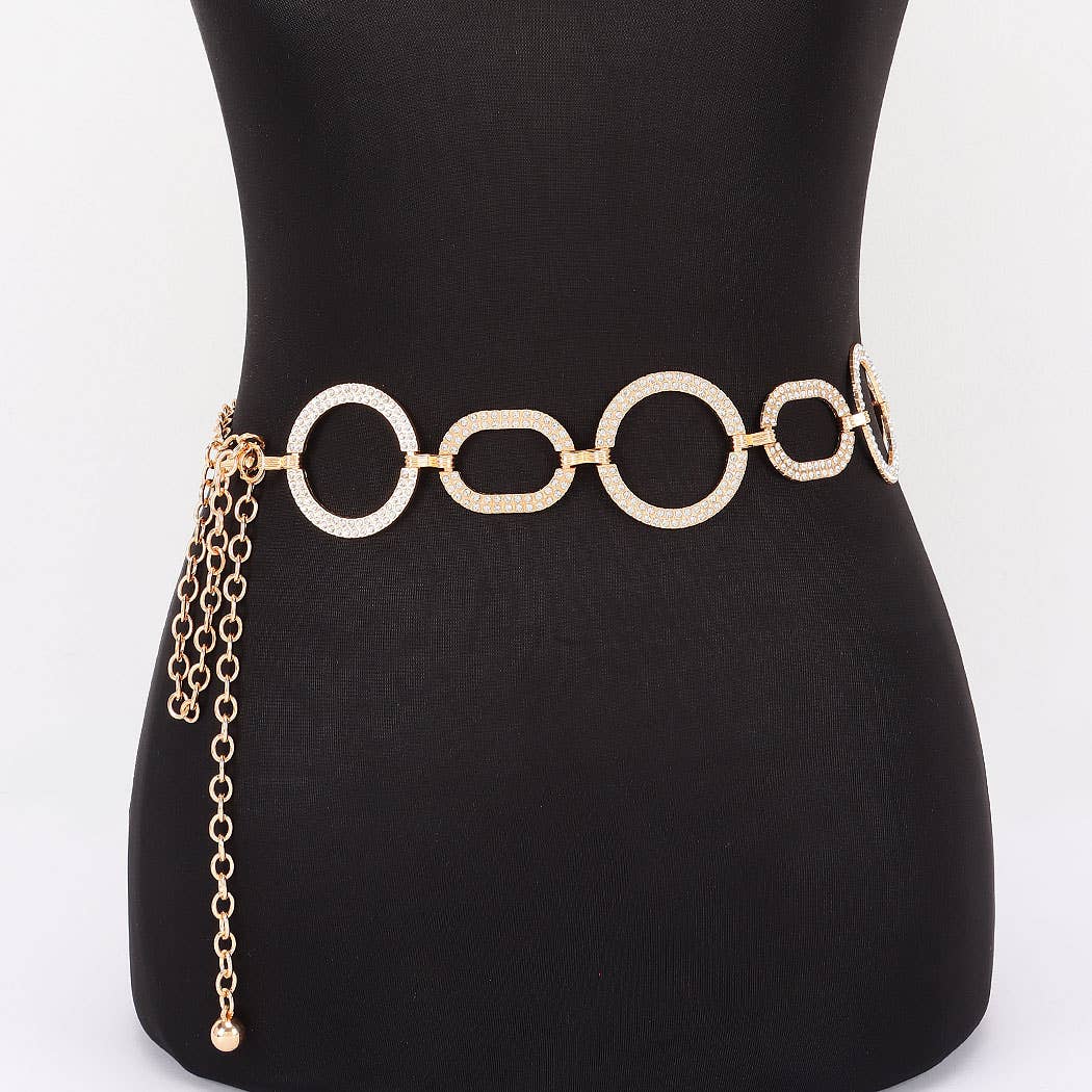 Hoops & Loops Rhinestone Chain Belt