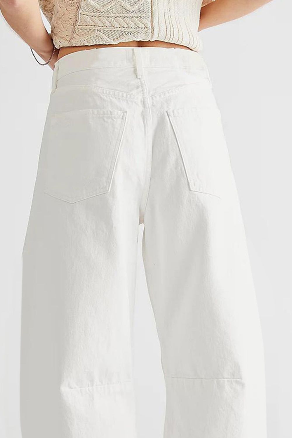 Raw Hem Wide Leg Jeans with Pockets