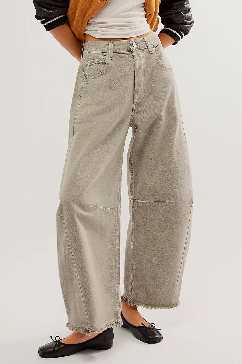 Raw Hem Wide Leg Jeans with Pockets