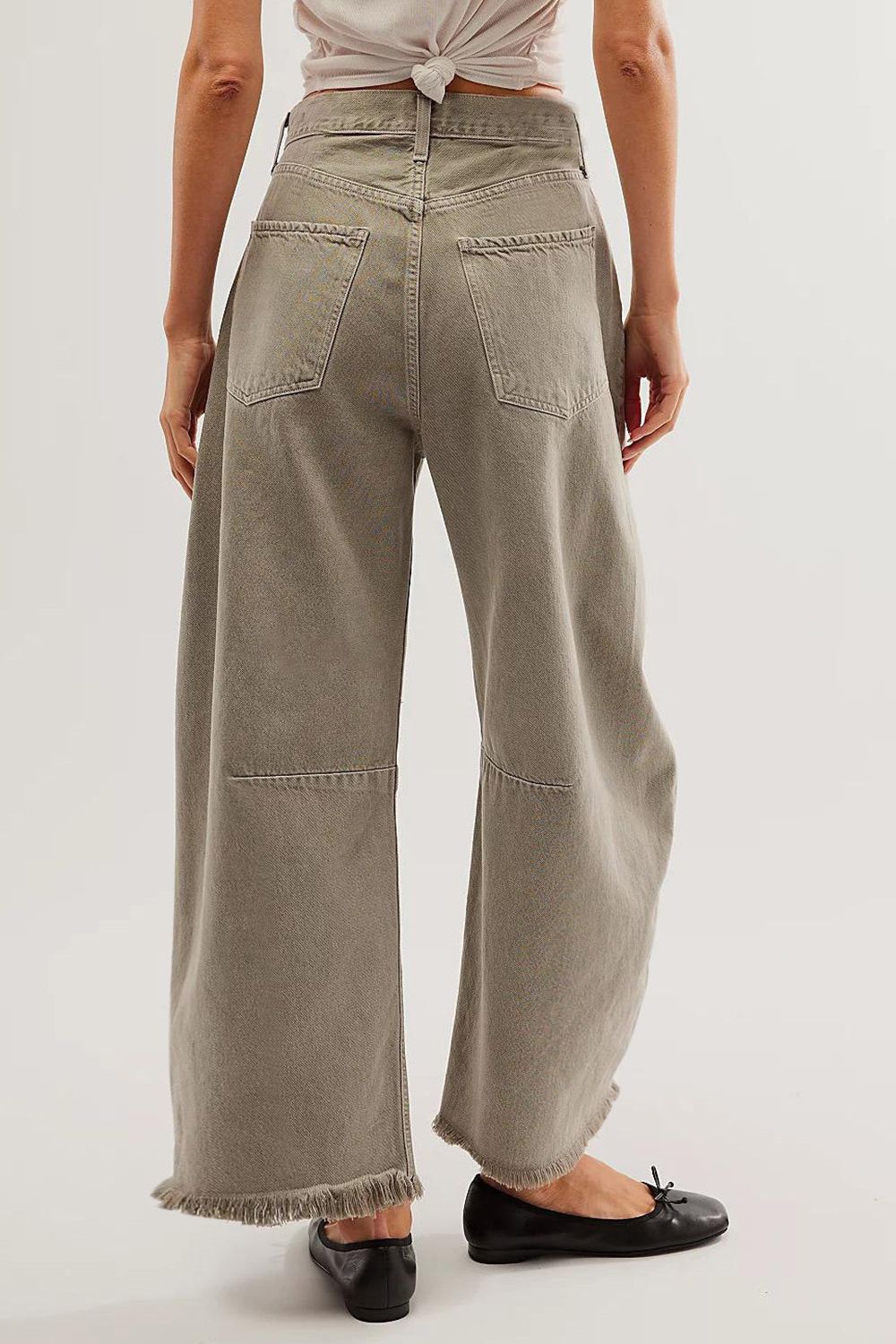 Raw Hem Wide Leg Jeans with Pockets