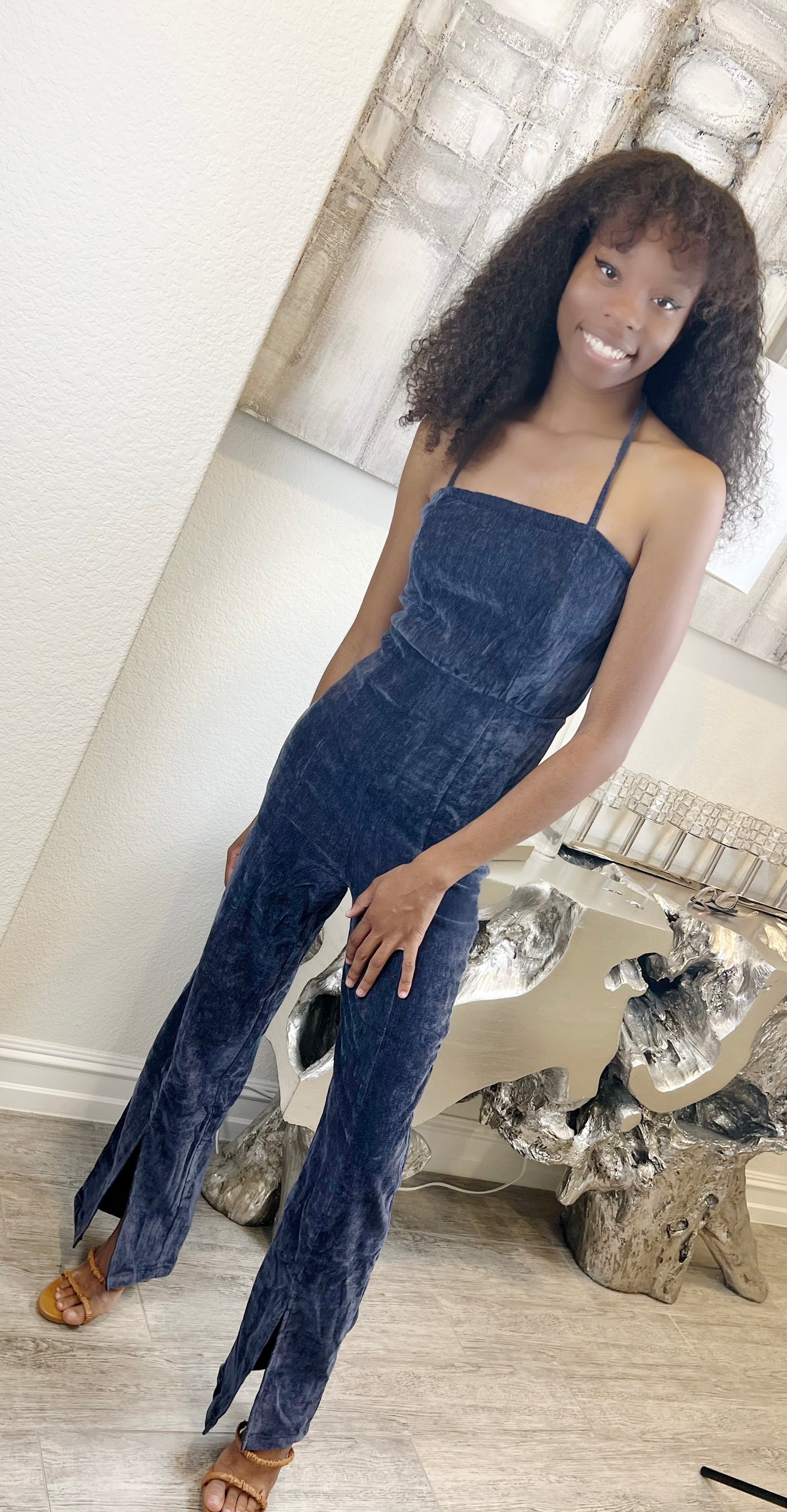 Navy Velveteen jumpsuit