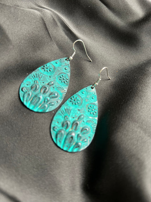 Teal Teardrop and Scenery Earrings