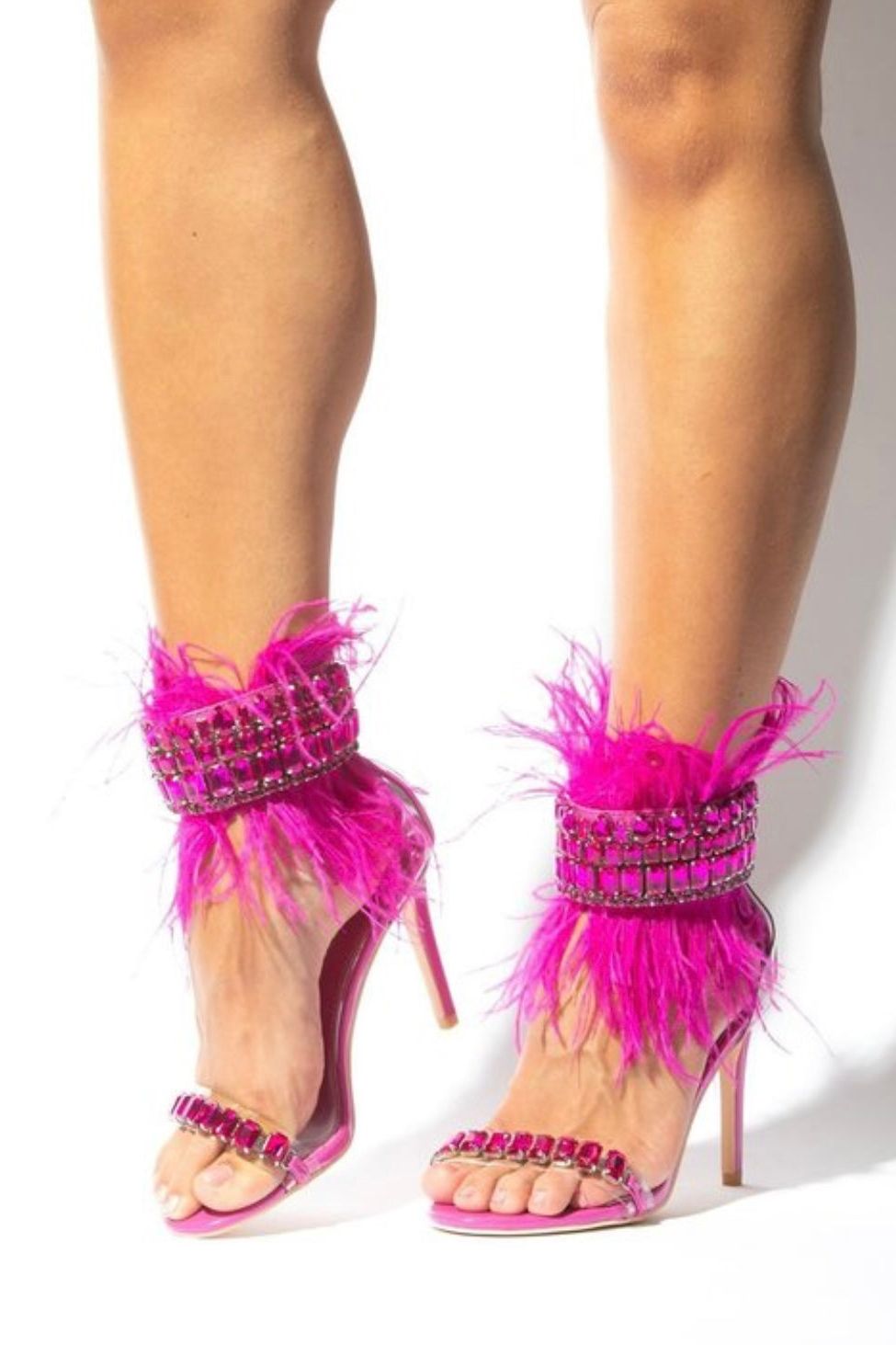 Hot Pink Feather Heels