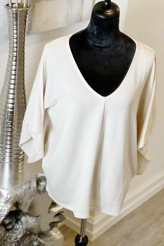 Beige V-Neck flow top