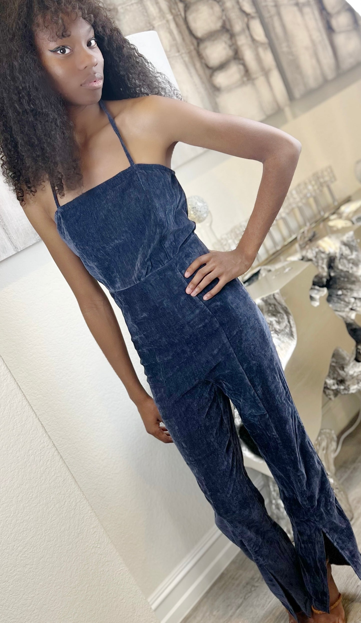 Navy Velveteen jumpsuit