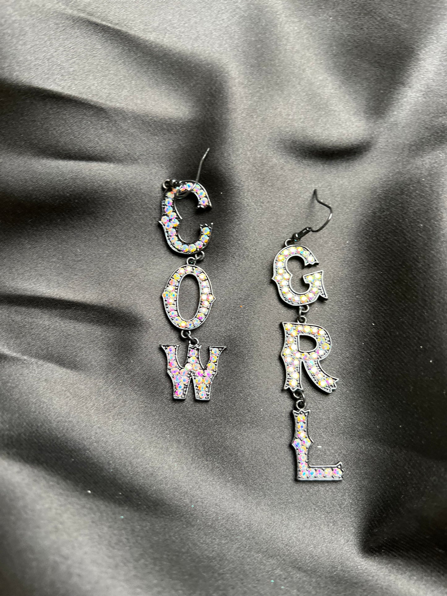 Cowgirl Spelled Out In Bling Earrings