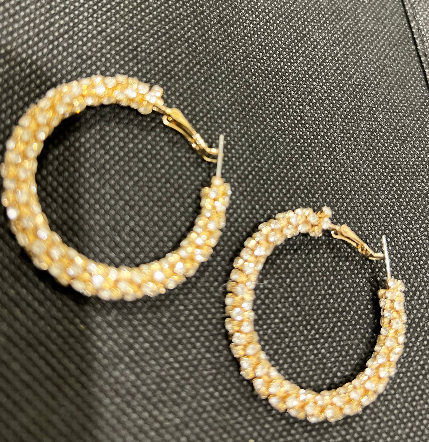 Silver or Gold Crystal Studded Hoop Earrings