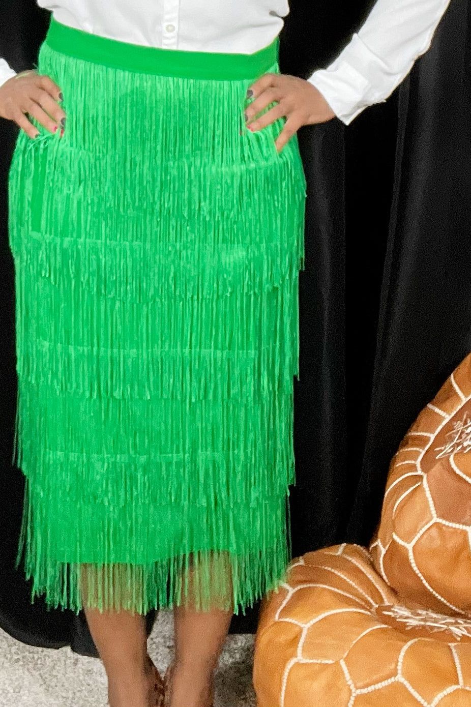 Green or Black Fringe Skirt