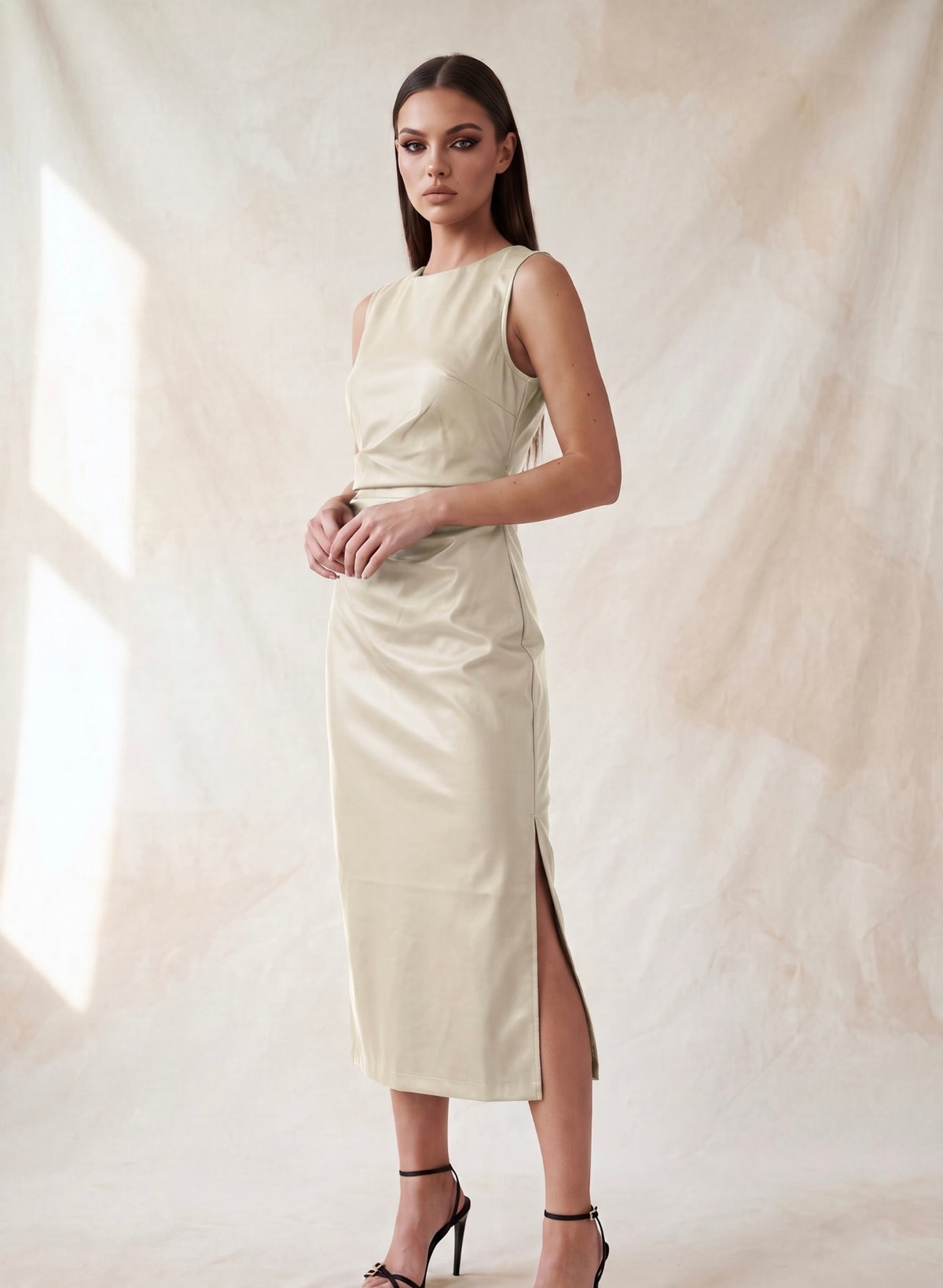 Ice Queen Ivory Vegan Leather Dress: Posh Adara