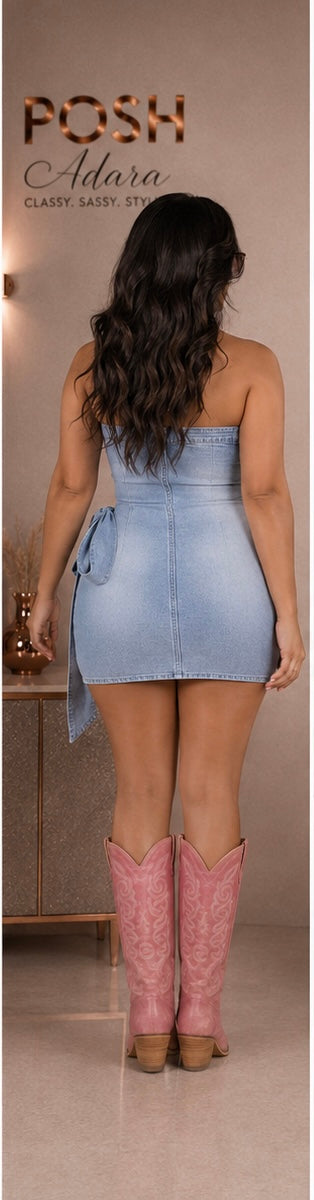 My Darlin'Dolly Denim Mini Dress with Bows