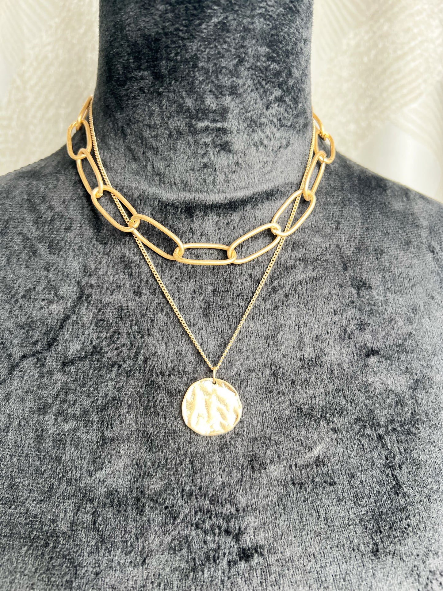 Layer Disc and Chains Necklace