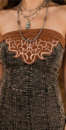 Copper Creek Western Strapless Denim Dress