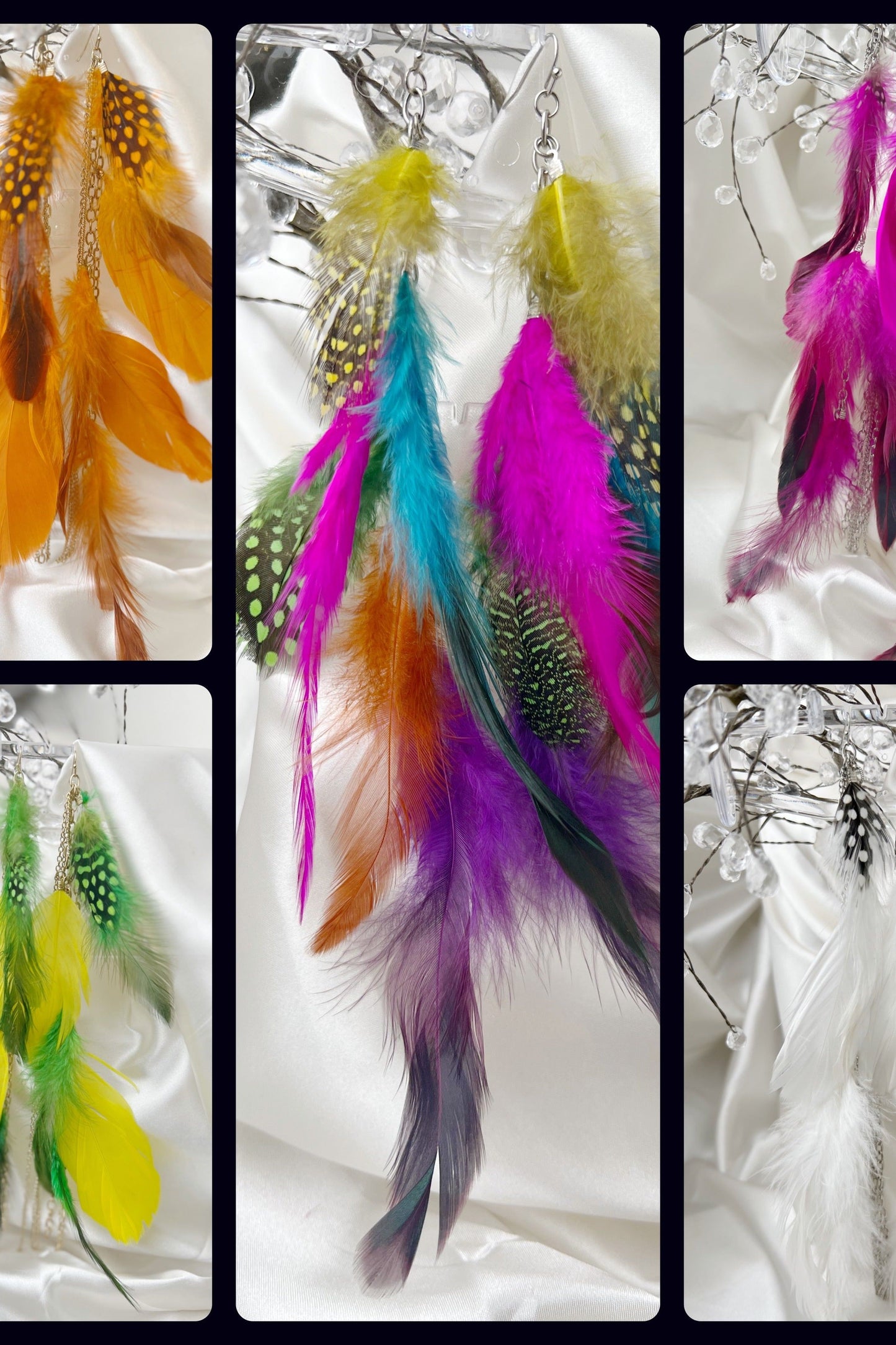 Flowing Feathers & Chains Earring Collection