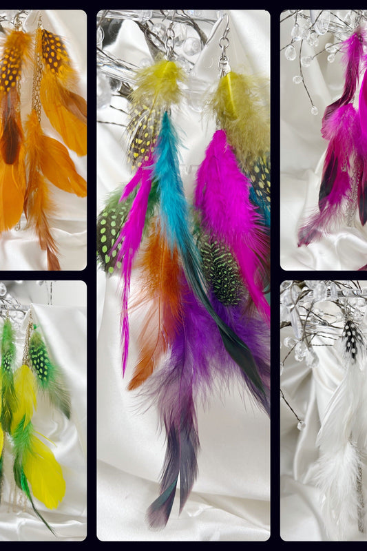 Flowing Feathers & Chains Earring Collection