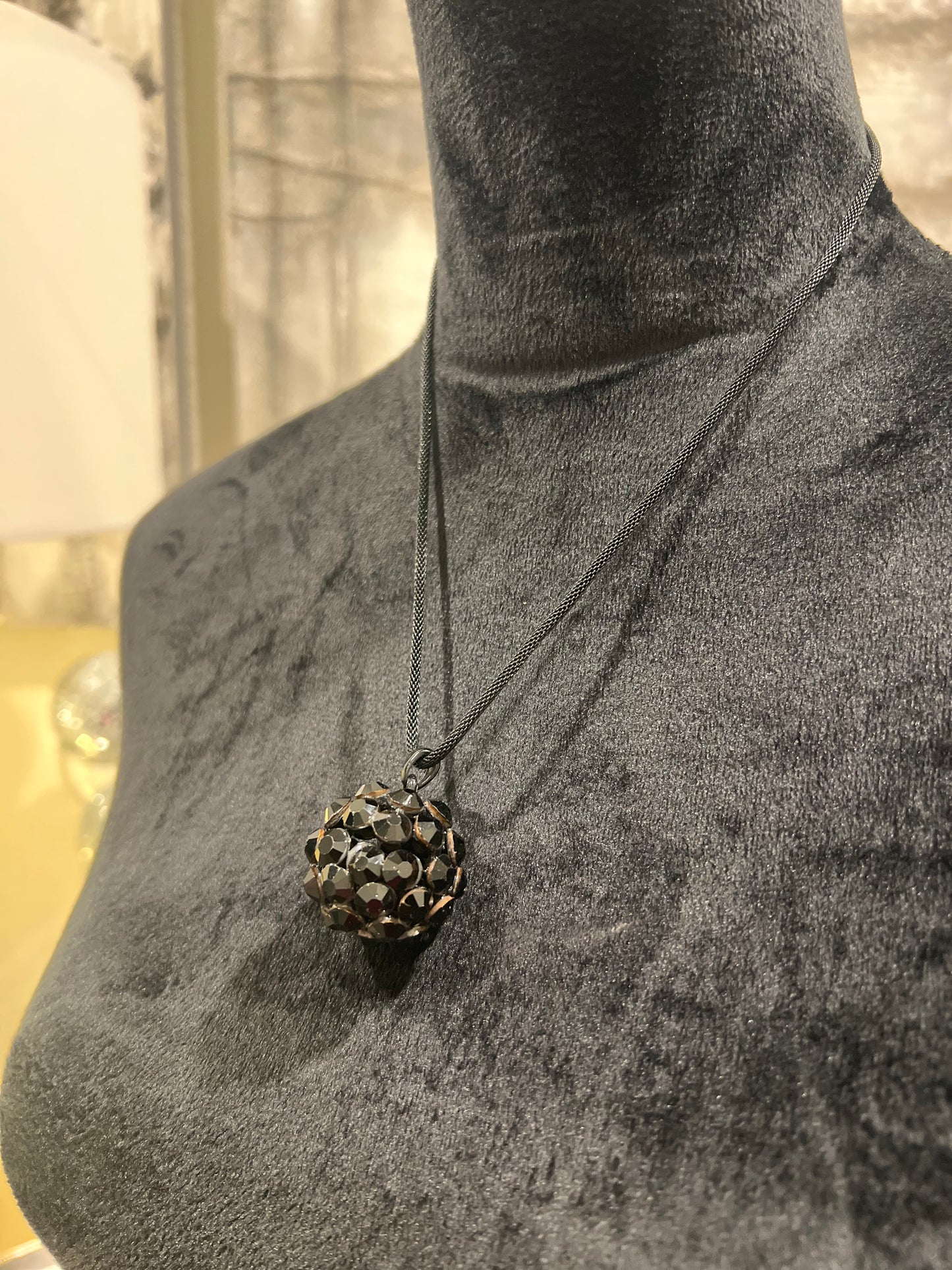 Black Sparking Sphere Necklace