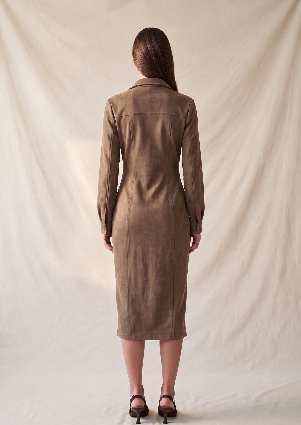 Cigar Smoke V-Neck Midi Dress