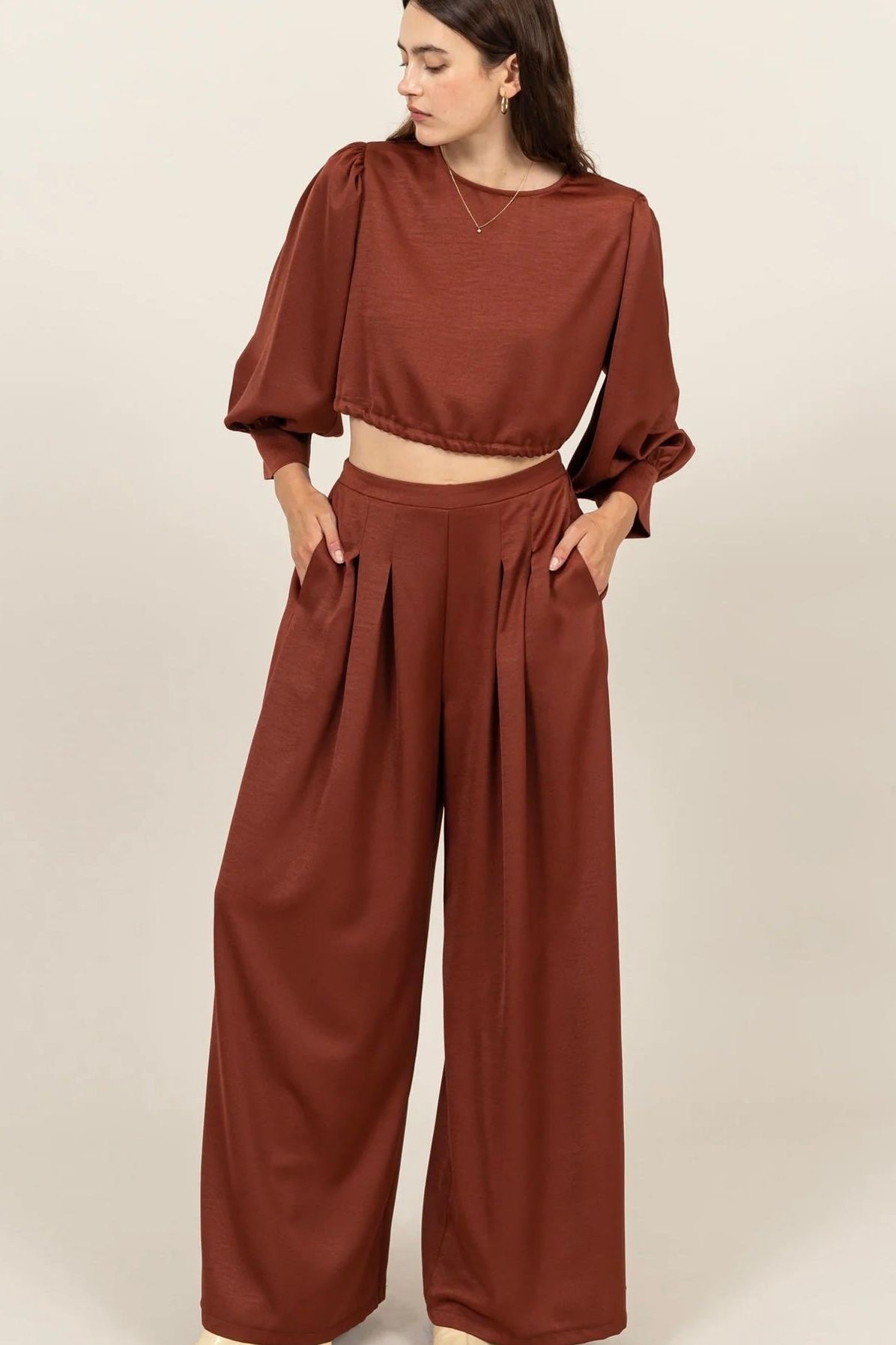 Posh Pleated Pants Set