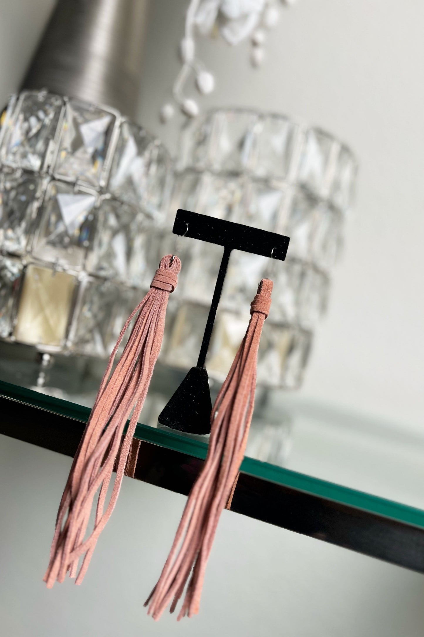 Leather Single Line Tassel Earrings