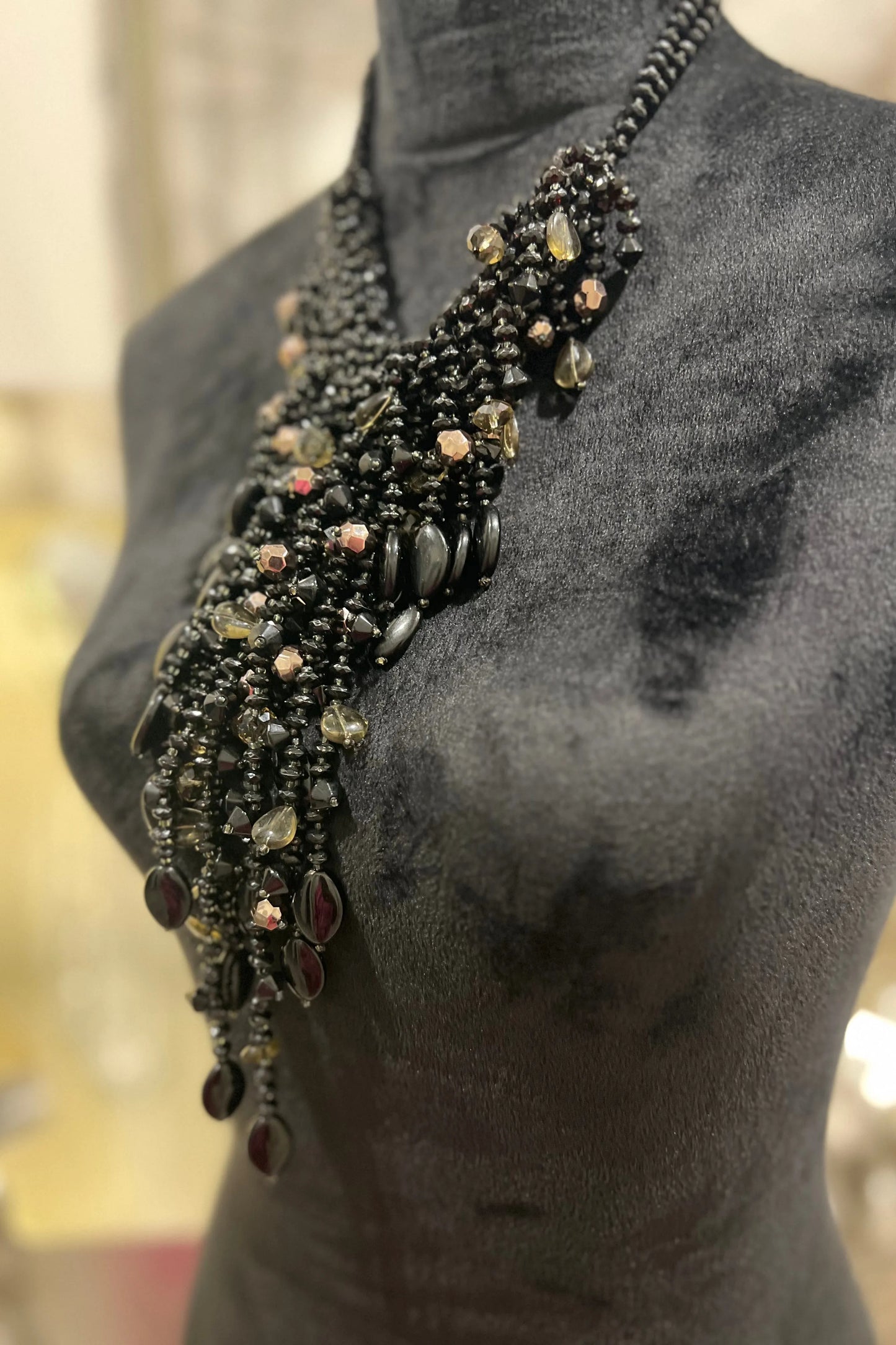 Clustered Black Beauty Necklace