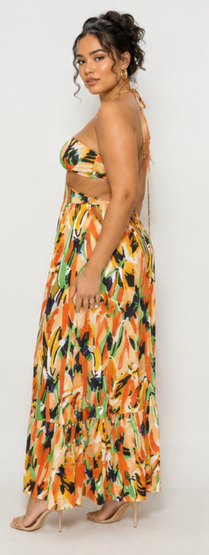 Summer Sunshine Color Cutout Dress