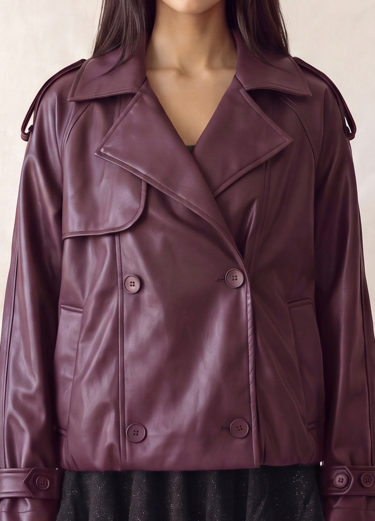 Perfectly Plum Vegan Leather Jacket: Posh Adara