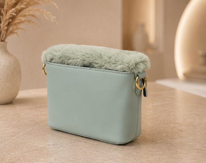 Eucalyptus Princess Mini Handbag with Fuzzy Handle