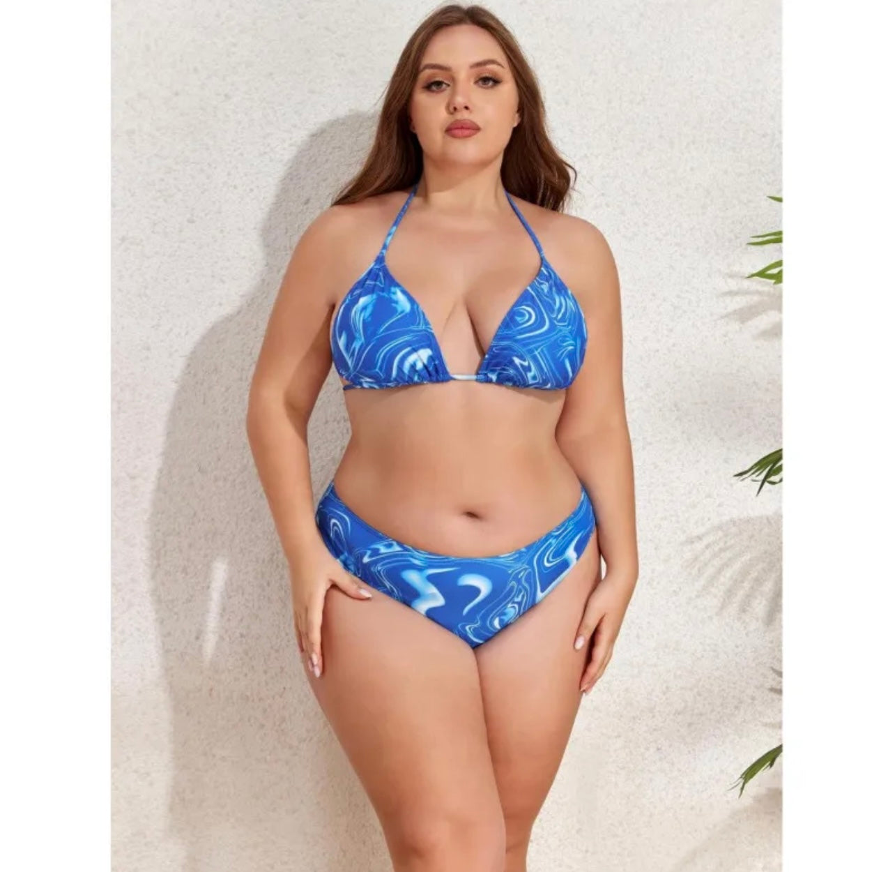 PLUS SIZE THREE PIECE BIKINI SWIM SET W/WRAP