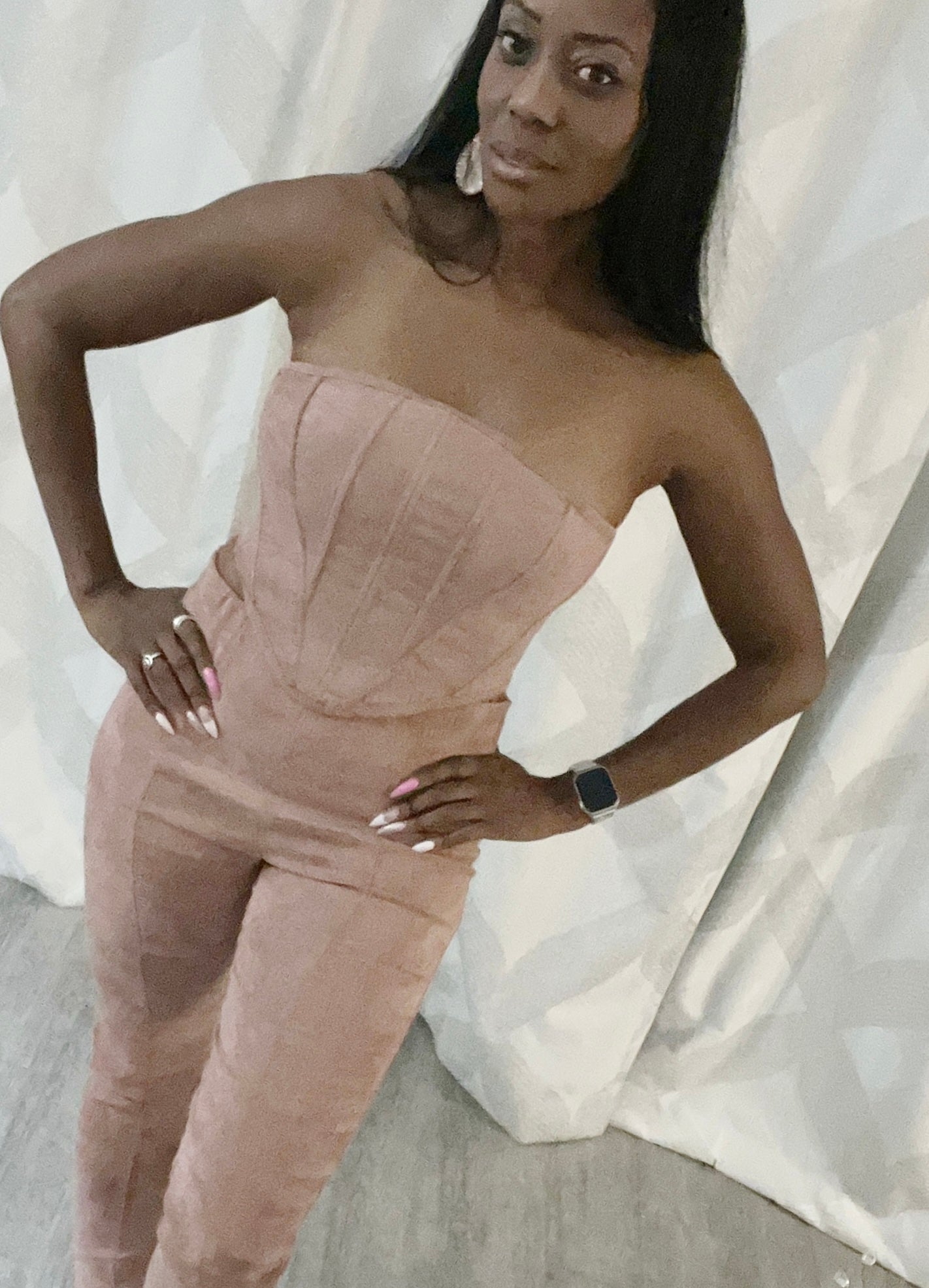 Strawberry Milkshake Vegan Suede Corset Pants Set