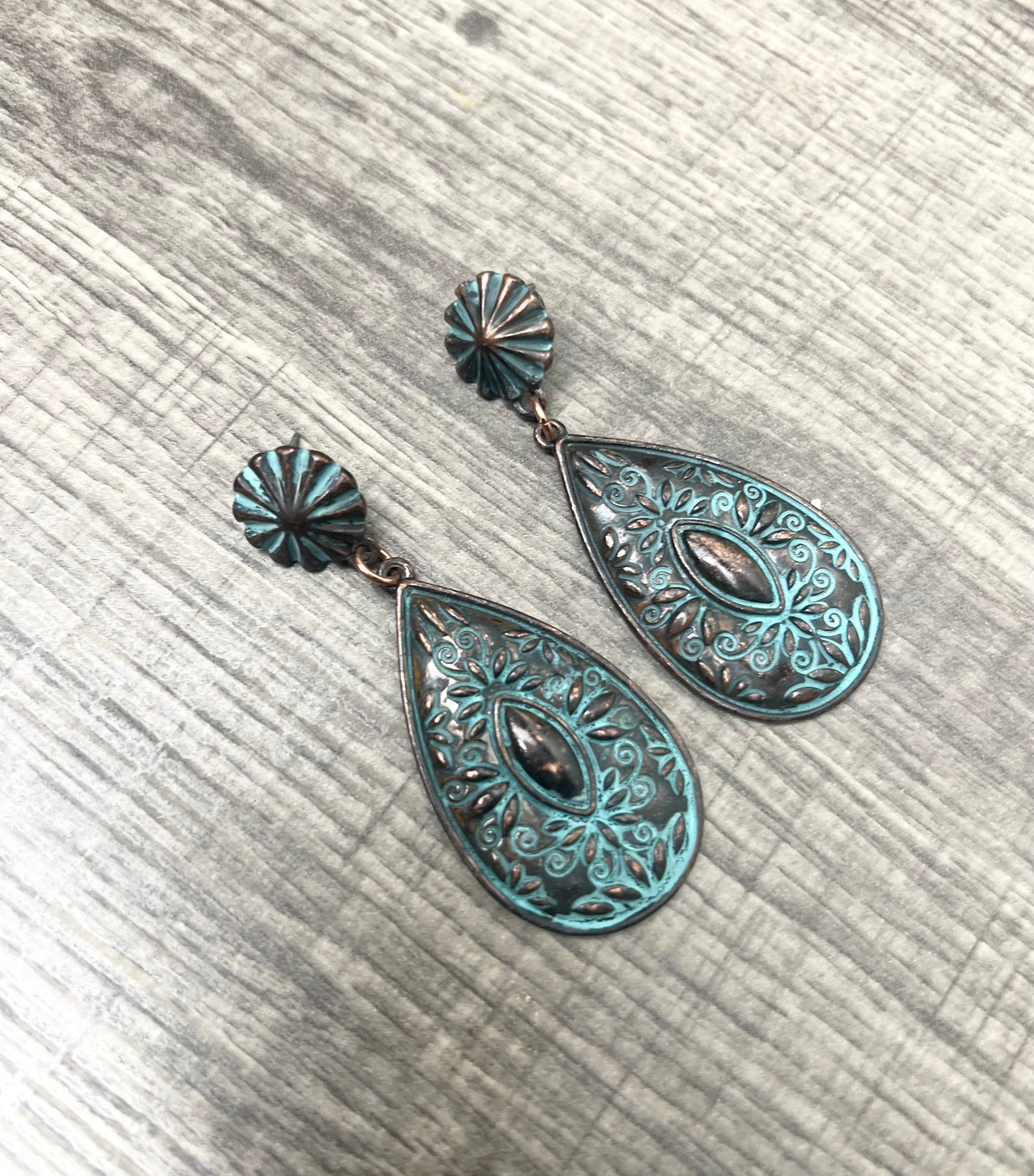Teardrop Hammered Brass Earrings