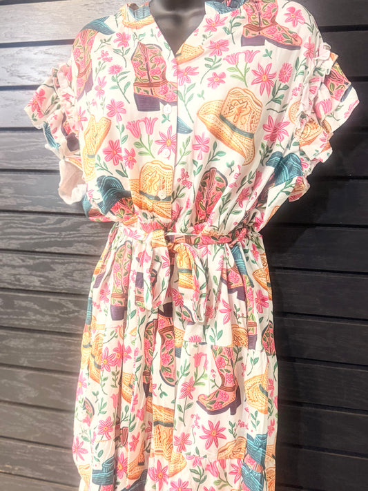Rodeo Ready Belted Shorts Romper