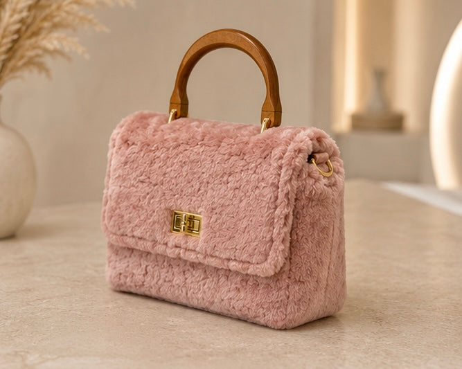 Blushing and Bold Fuzzy & Fabulous Handbag