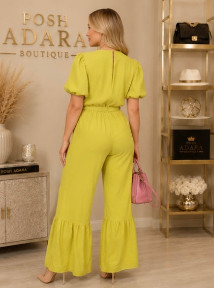 POSITIVE VIBES PLEATED & BELTED JUMPSUIT