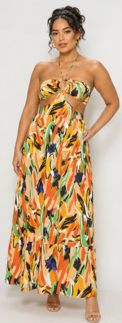 Summer Sunshine Color Cutout Dress