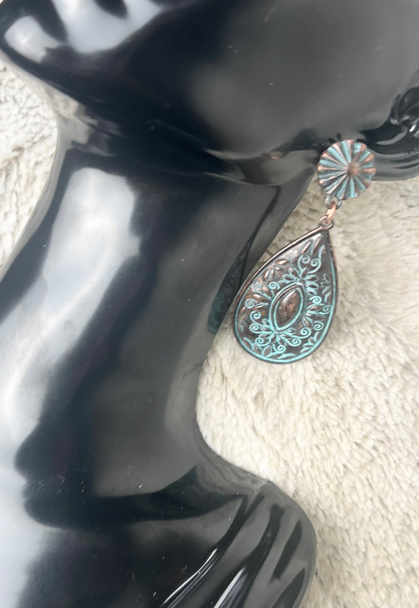 Teardrop Hammered Brass Earrings