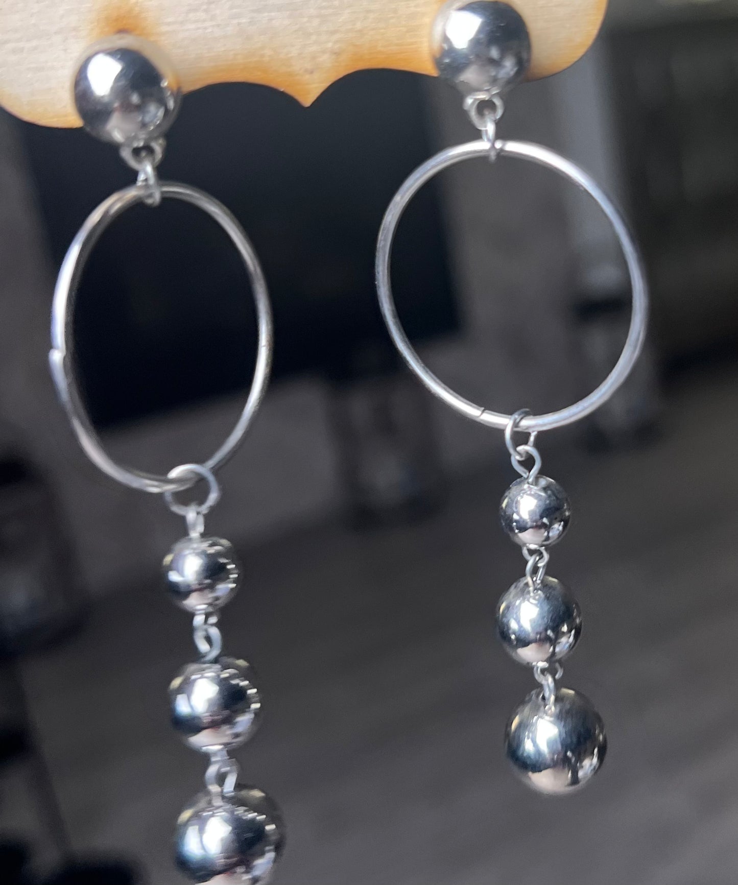 Dangling Silver & Circle Earrings