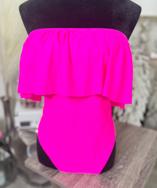 Hot Pink Hottie One Piece Swimsuit- PLUS